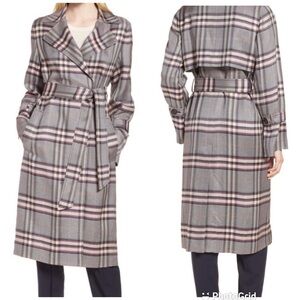 Lewit Bold Plaid Trench Coat Navy Night Harper Plaid New with Tags!